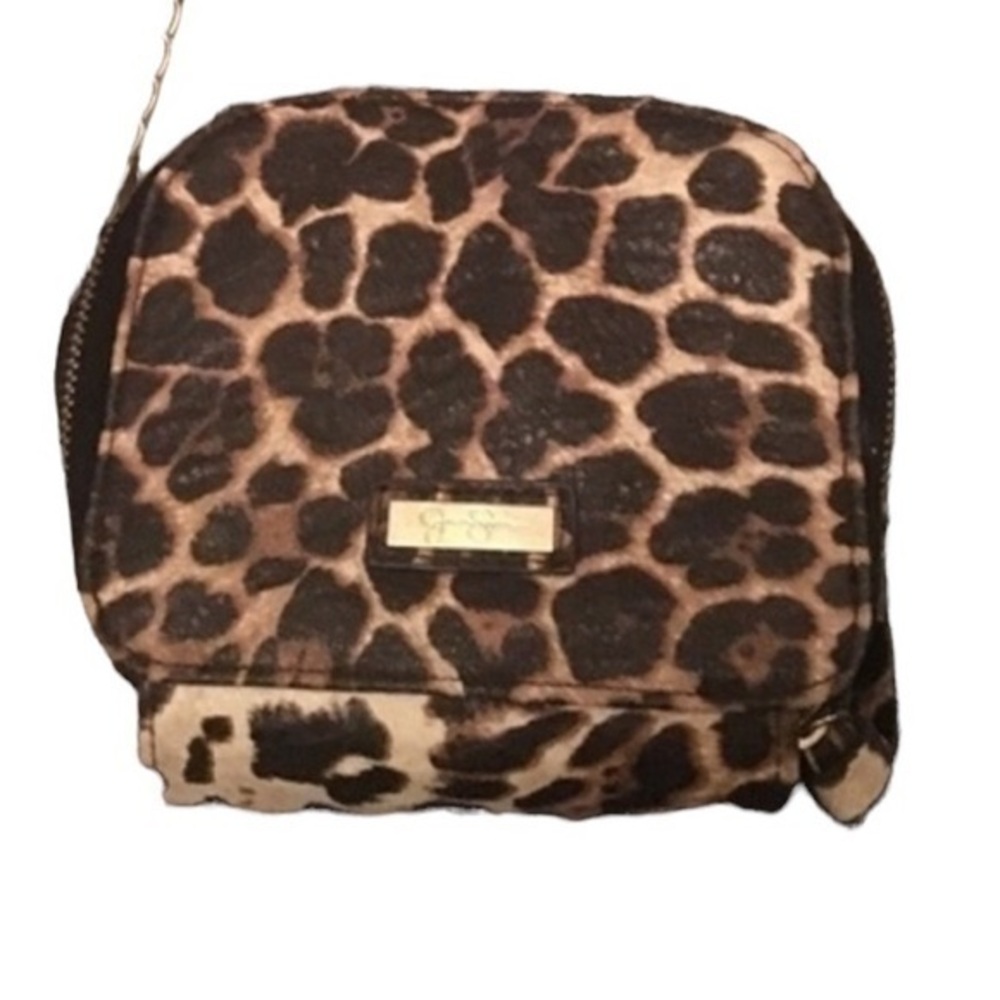 Jessica Simpson leopard cross-body purse